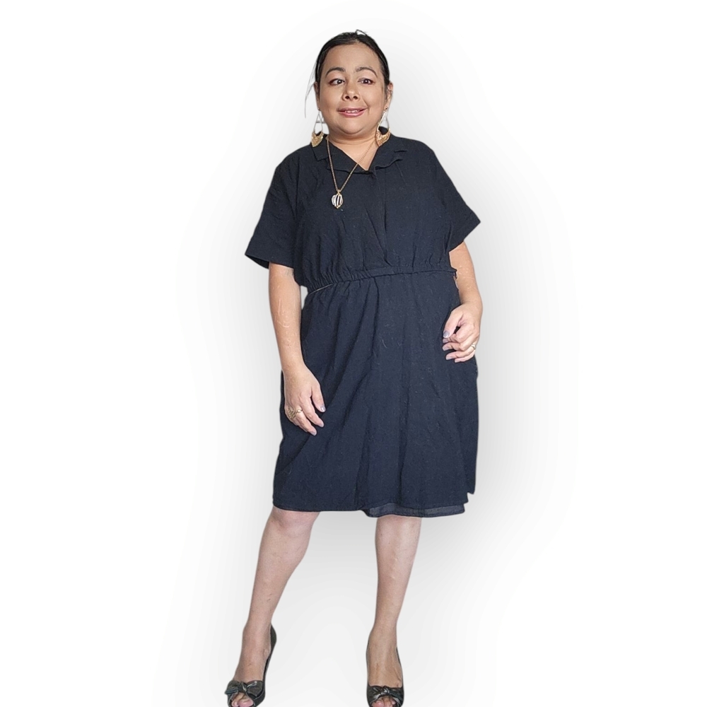 Fashion Nova Cutout Waist Shirt Dress – Collared Black Mini - Picture 7 of 16